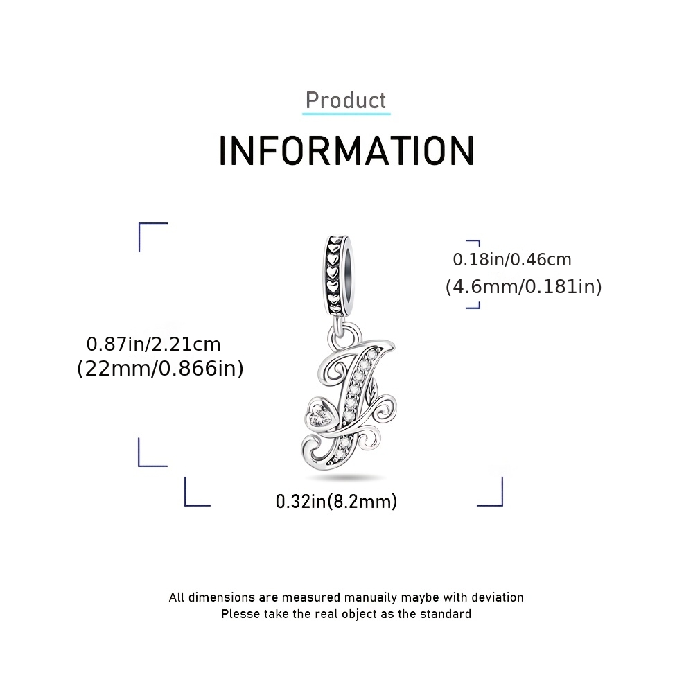 Women's 925 Sterling Silver Letter "J" Charm Pendant
